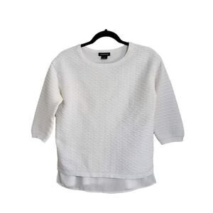 Trouve Women's Size S White 3/4 Sleeves Textured Ribbed Shirt Top